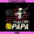 Softball Papa US Flag PNG, Gifts For Papa Patriotic Fathers Day PNG