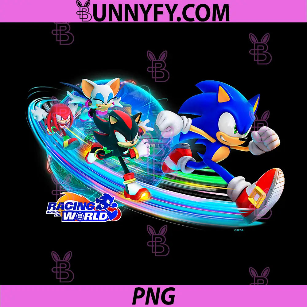 Sonic The Hedgehog PNG, Racing Around The World Key Art PNG