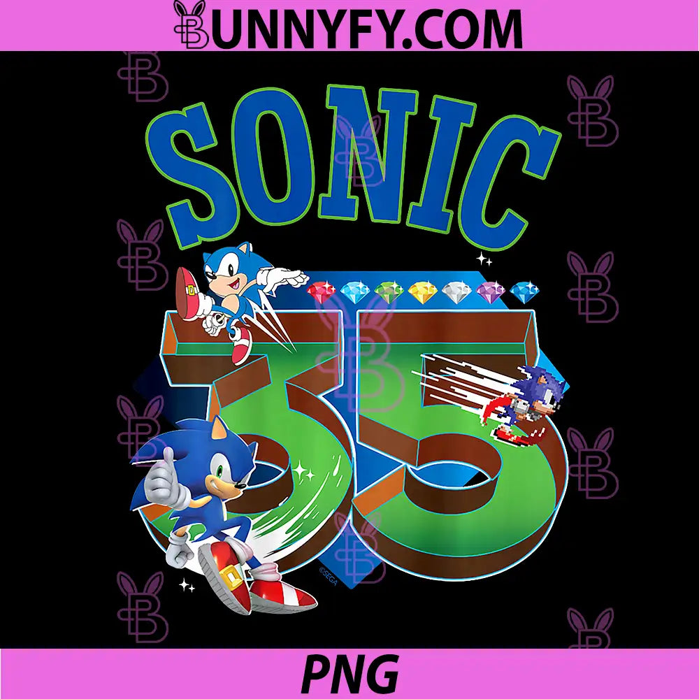 Sonic The Hedgehog 35th PNG, Anniversary Emerald Rings PNG