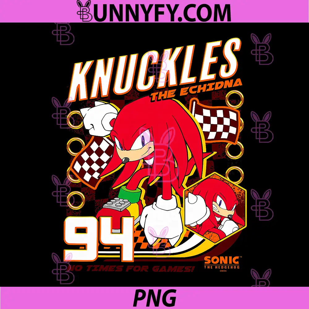 Sonic The Hedgehog PNG, Knuckles The Echidna 94 Racing Poster PNG