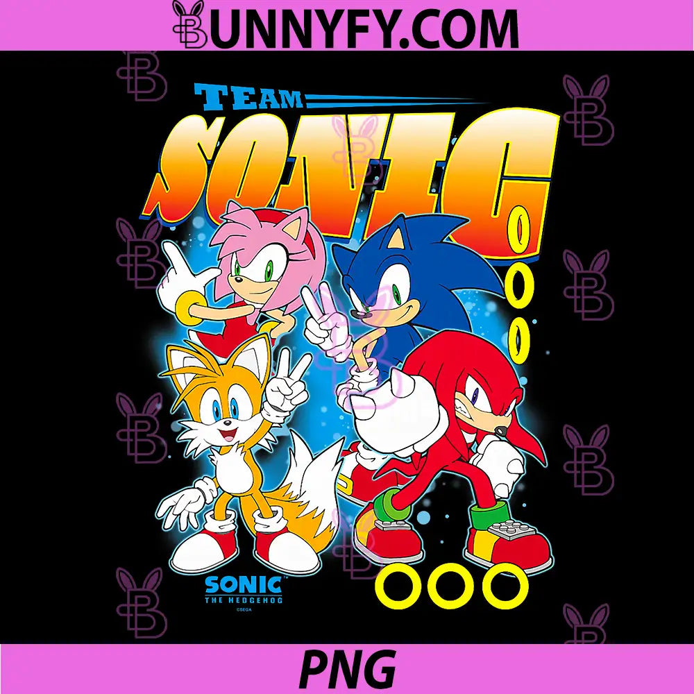 Sonic The Hedgehog PNG, Team Sonic Amy Tails & Knuckles PNG