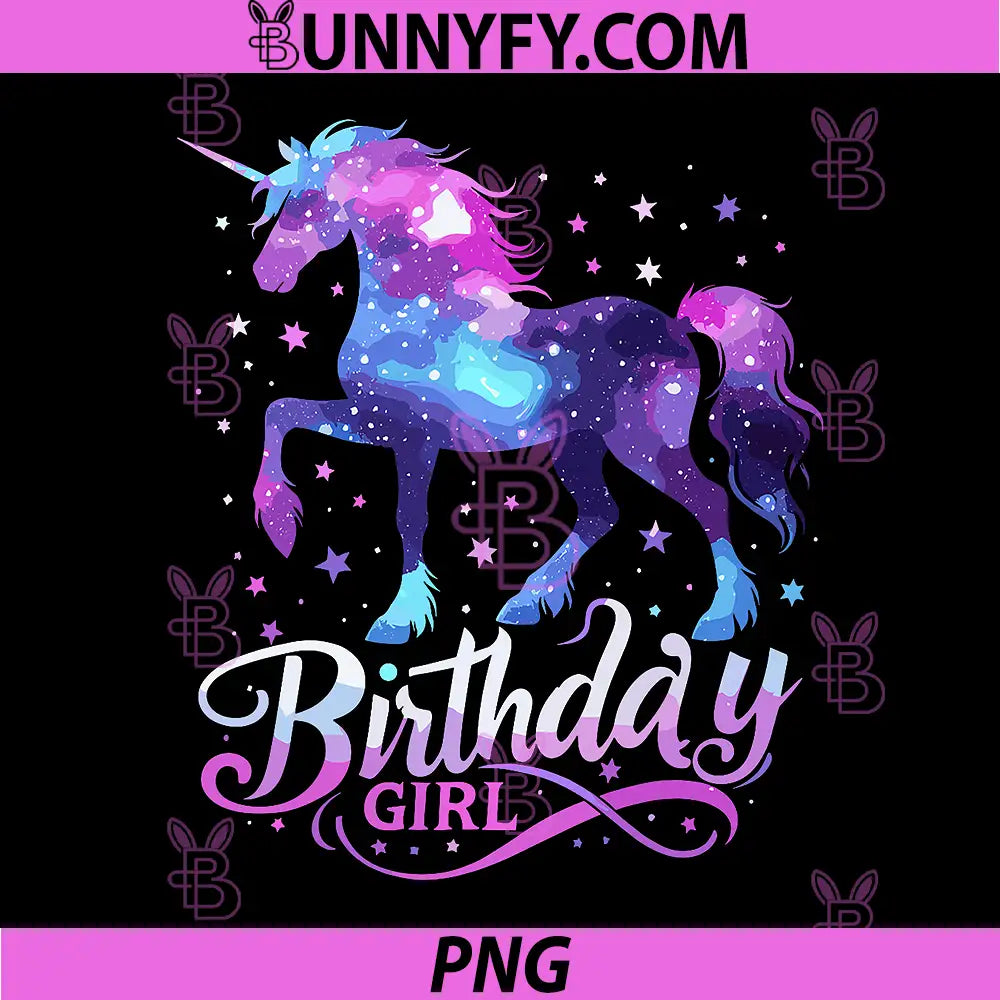 Space Unicorn PNG, Birthday Girl Galaxy Unicorn PNG