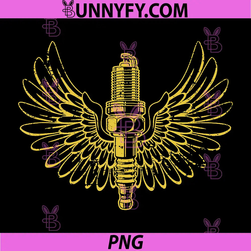 Spark Plug with Wings PNG, Vintage Distressed Design PNG