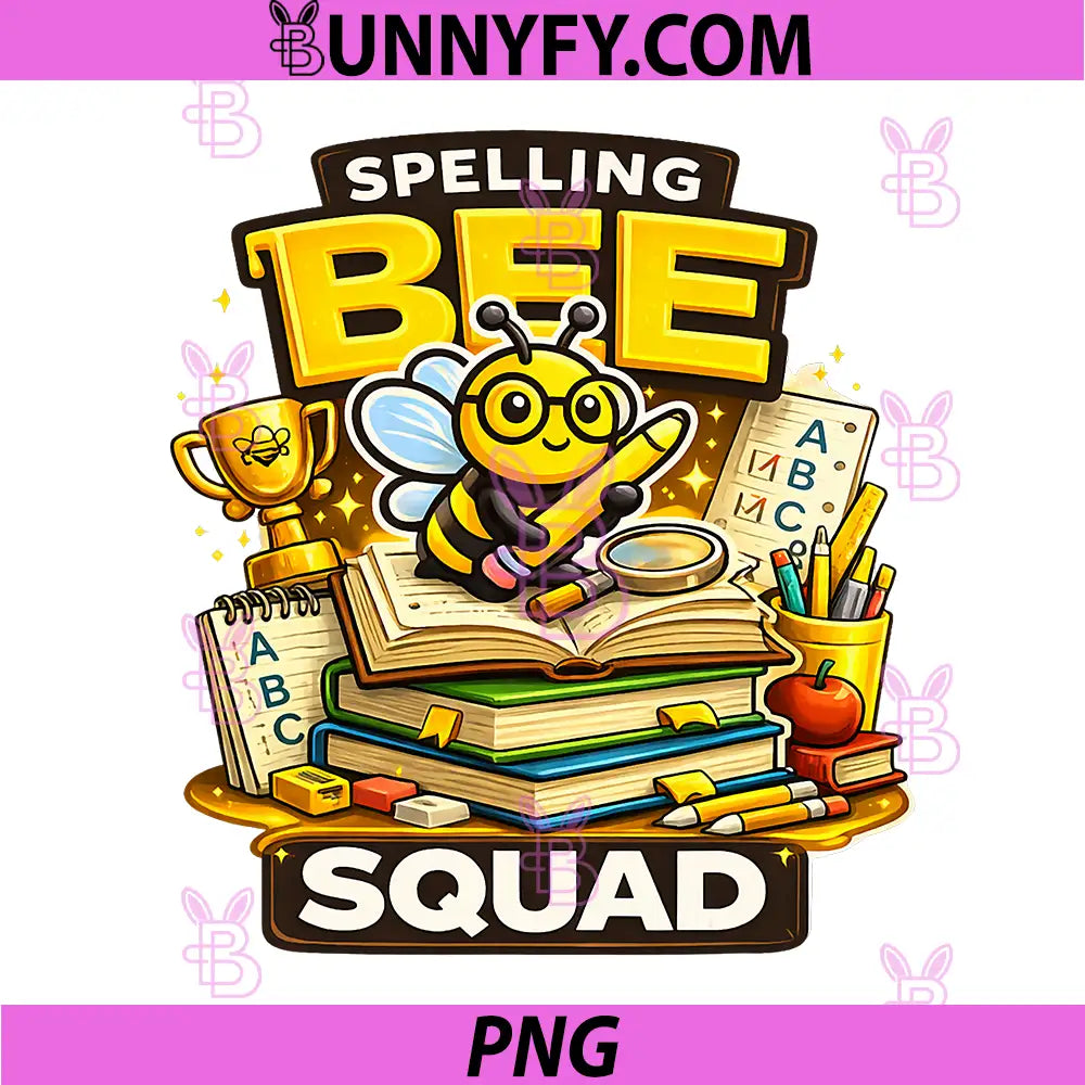 Spelling Bee Squad School Graphic PNG, Cute Bee Student Classroom PNG