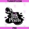 Spilled Ink Bottle Analog PNG, Writing Ink Over Pixels PNG
