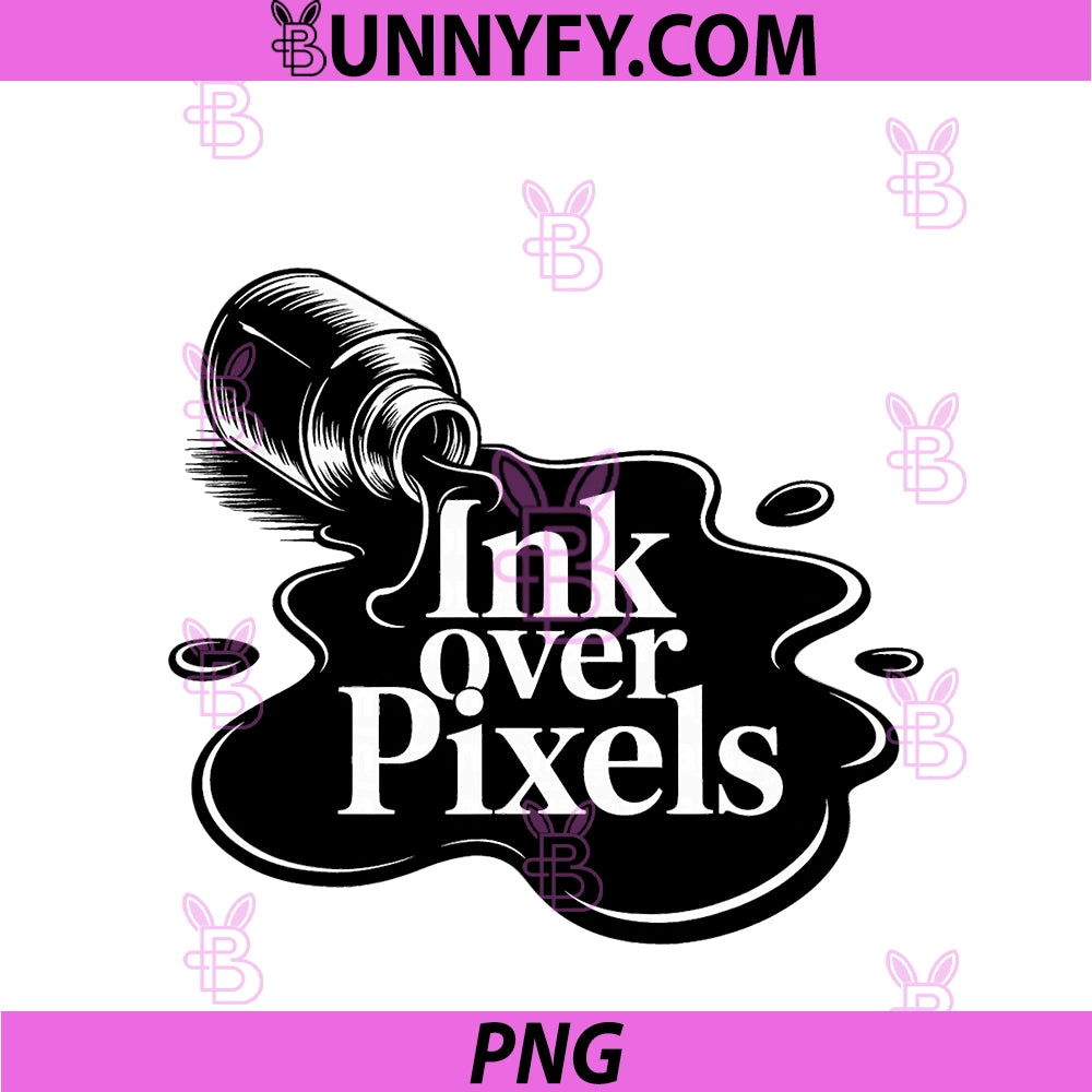 Spilled Ink Bottle Analog PNG, Writing Ink Over Pixels PNG