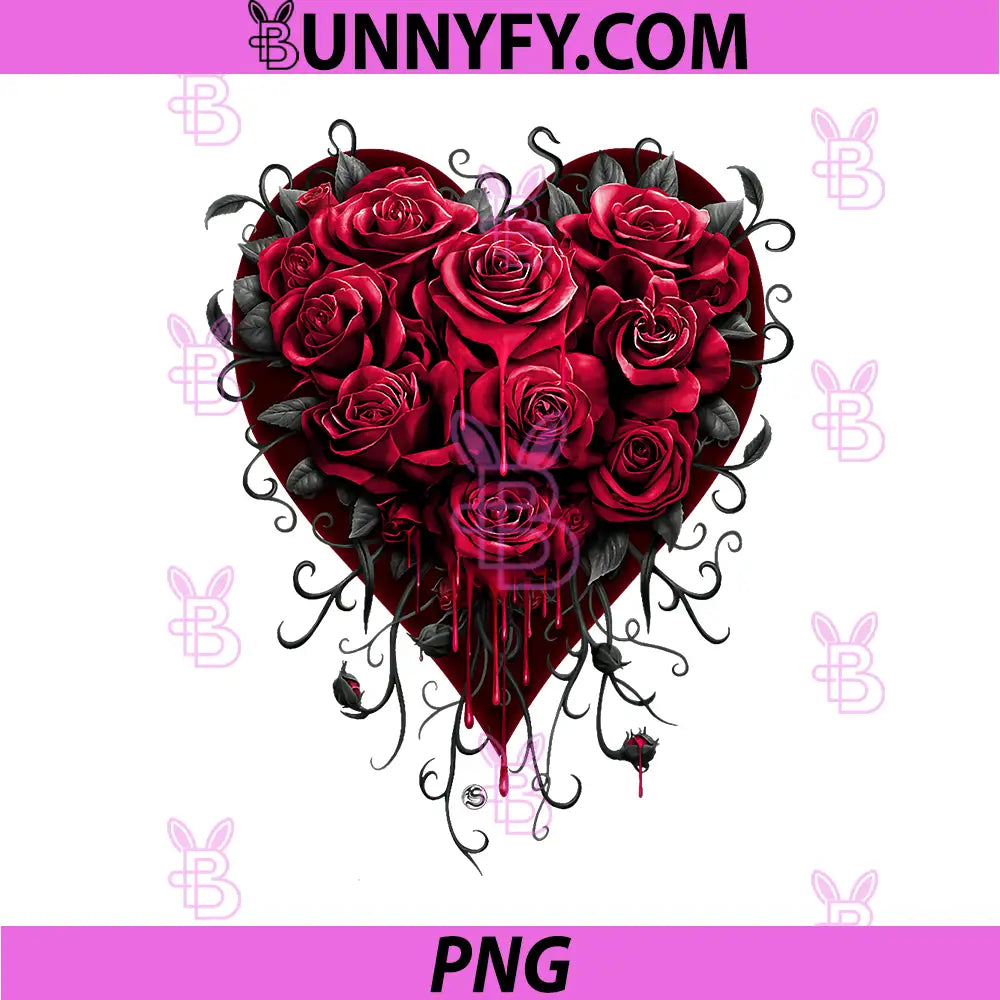 Spiral Original Bleeding PNG, Heart Gothic Roses PNG