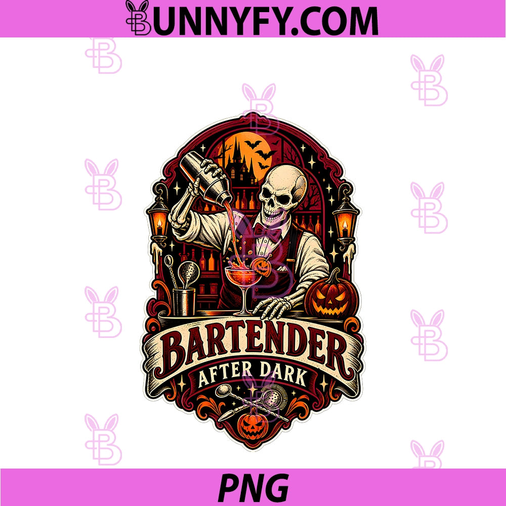 Spooky Bartender After Dark PNG, Halloween Cocktail PNG