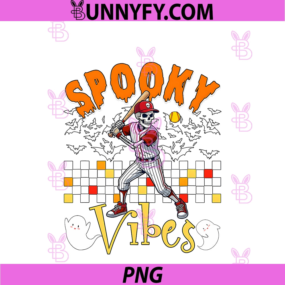 Spooky Funny Vibes PNG, Halloween Softball Costume Skeleton PNG