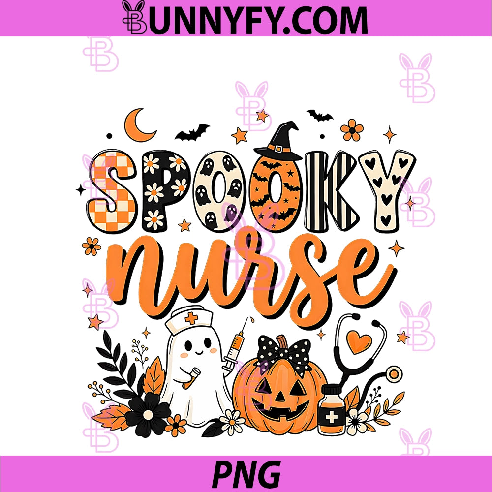 Spooky Nurse Ghost PNG, Halloween RN Nursing School Fall Pumpkin PNG