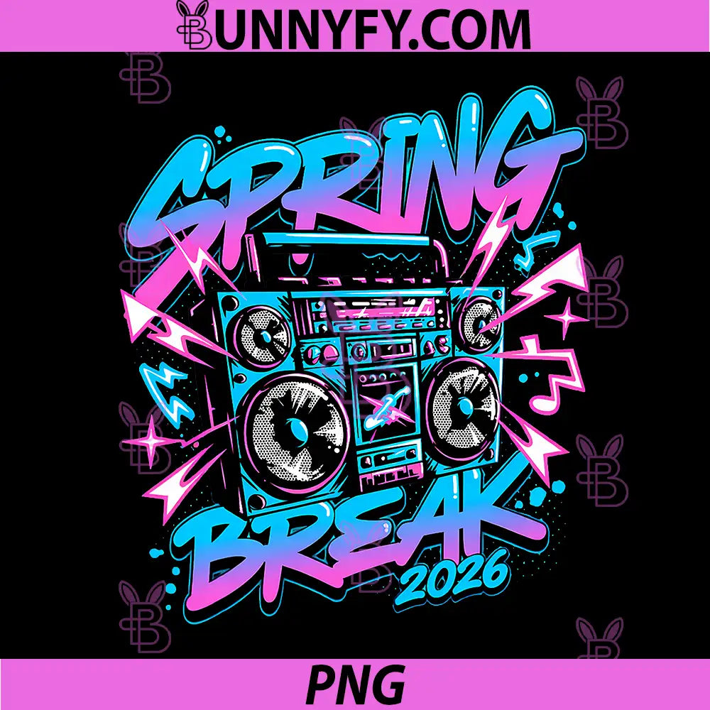 Spring Break 2026 PNG, Boombox Retro Party Music Stereo PNG