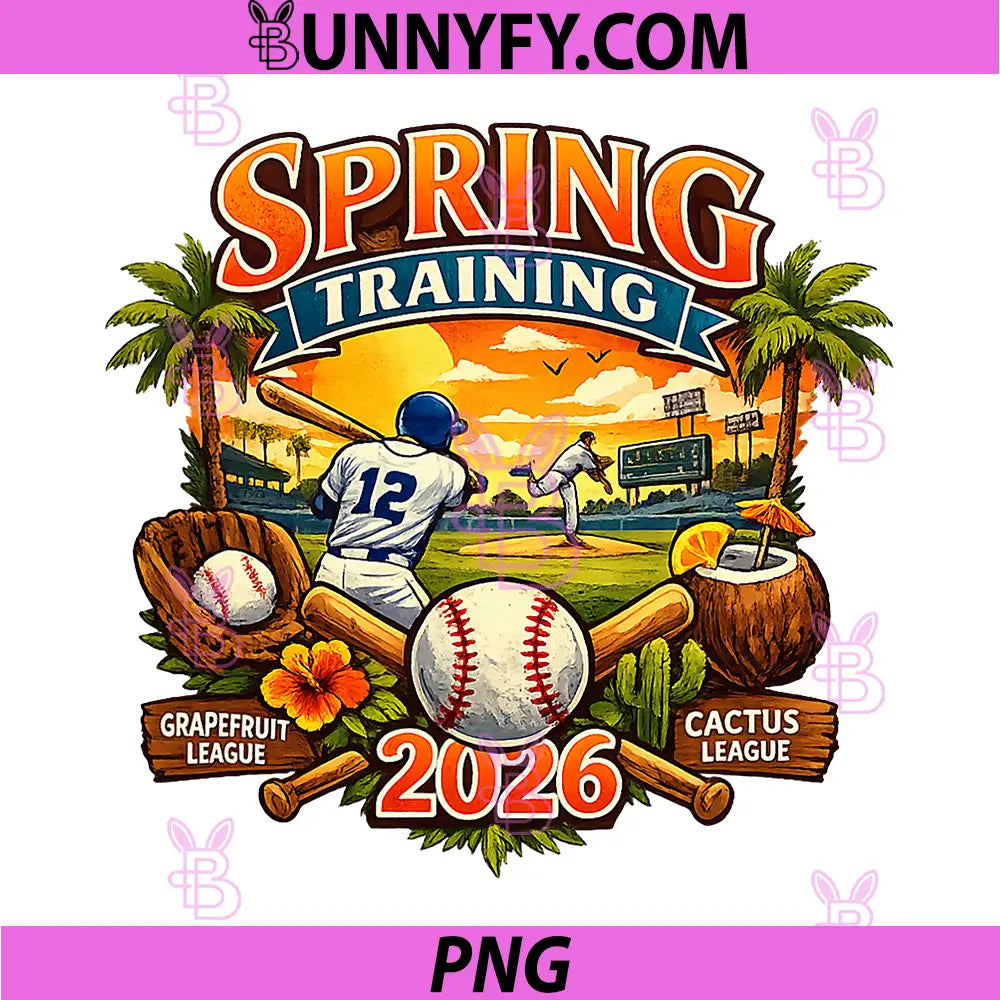 Spring Training 2026 PNG, Baseball Vintage Sunset Design PNG