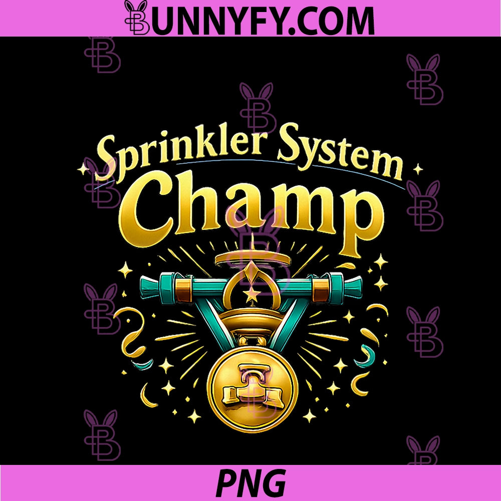 Sprinkler System Champ PNG, Plumber Pipe Pun Graphic PNG