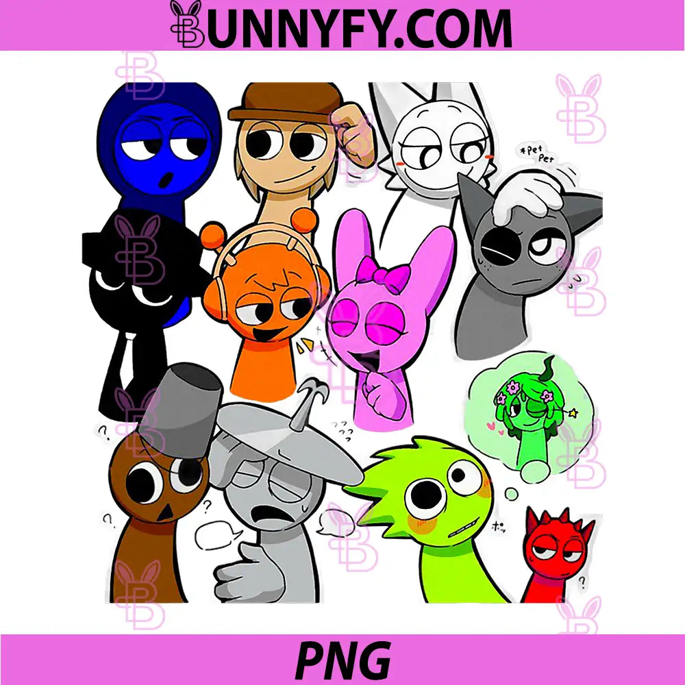 Sprunky Fun Group PNG, Simon Jevin Funbot Pinki PNG
