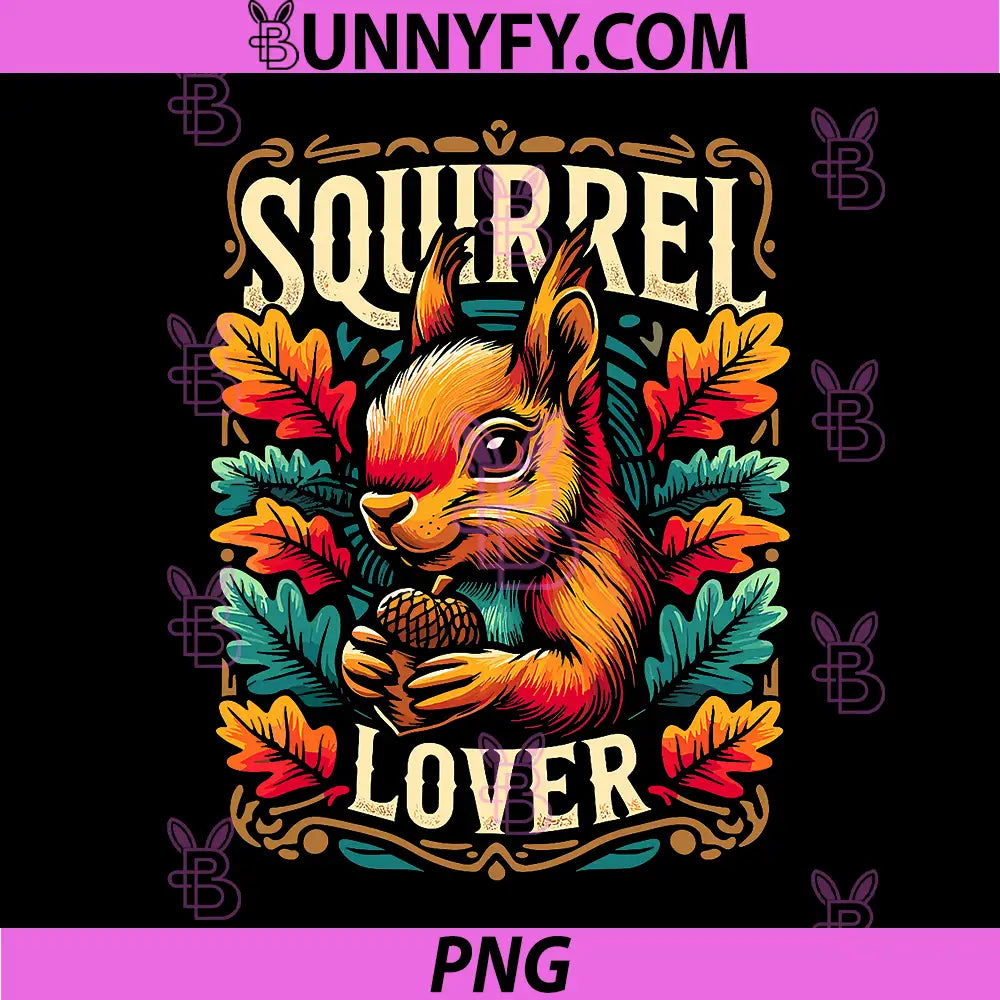 Squirrel Lover Autumn Art PNG, Colorful Squirrel Fall Design PNG