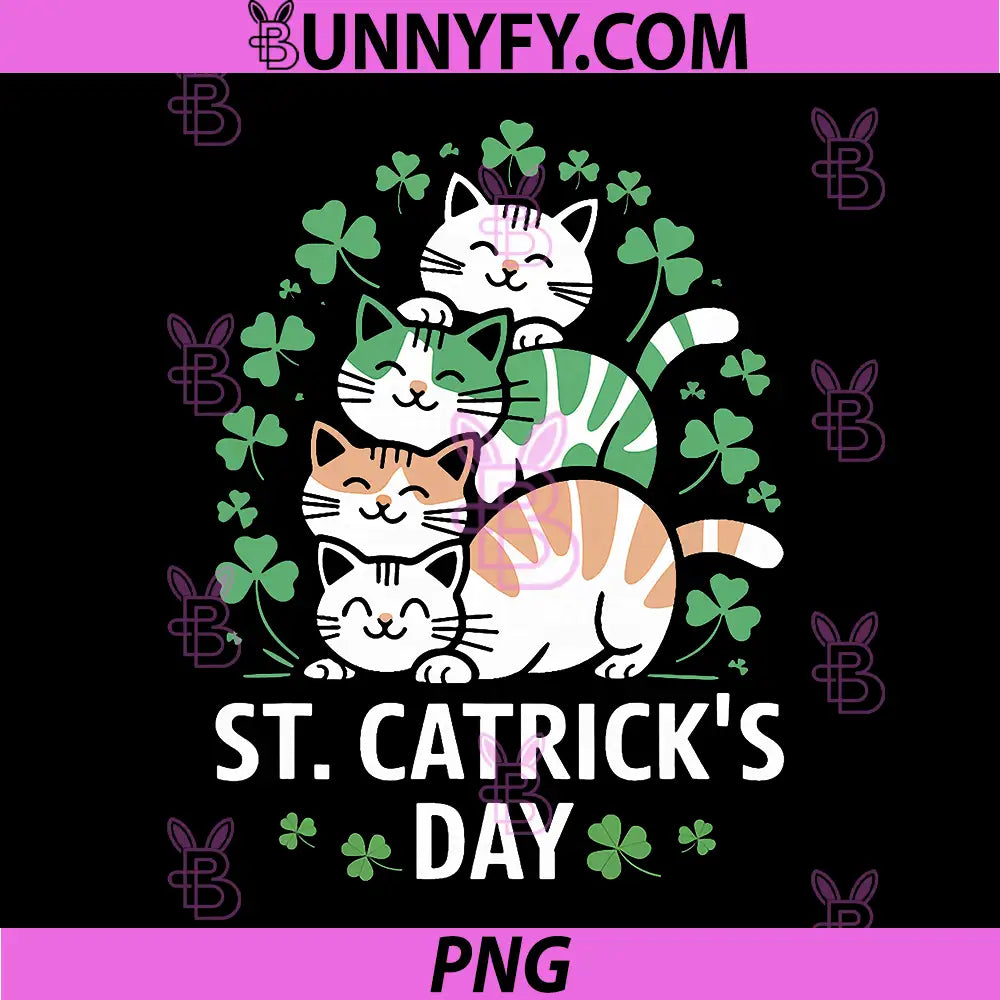 St. Catricks Day Funny PNG, St. Patricks Day Cats Shamrocks PNG