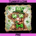 St. Patrick's Day Funny PNG, Highland Cow Lucky Shamrock PNG