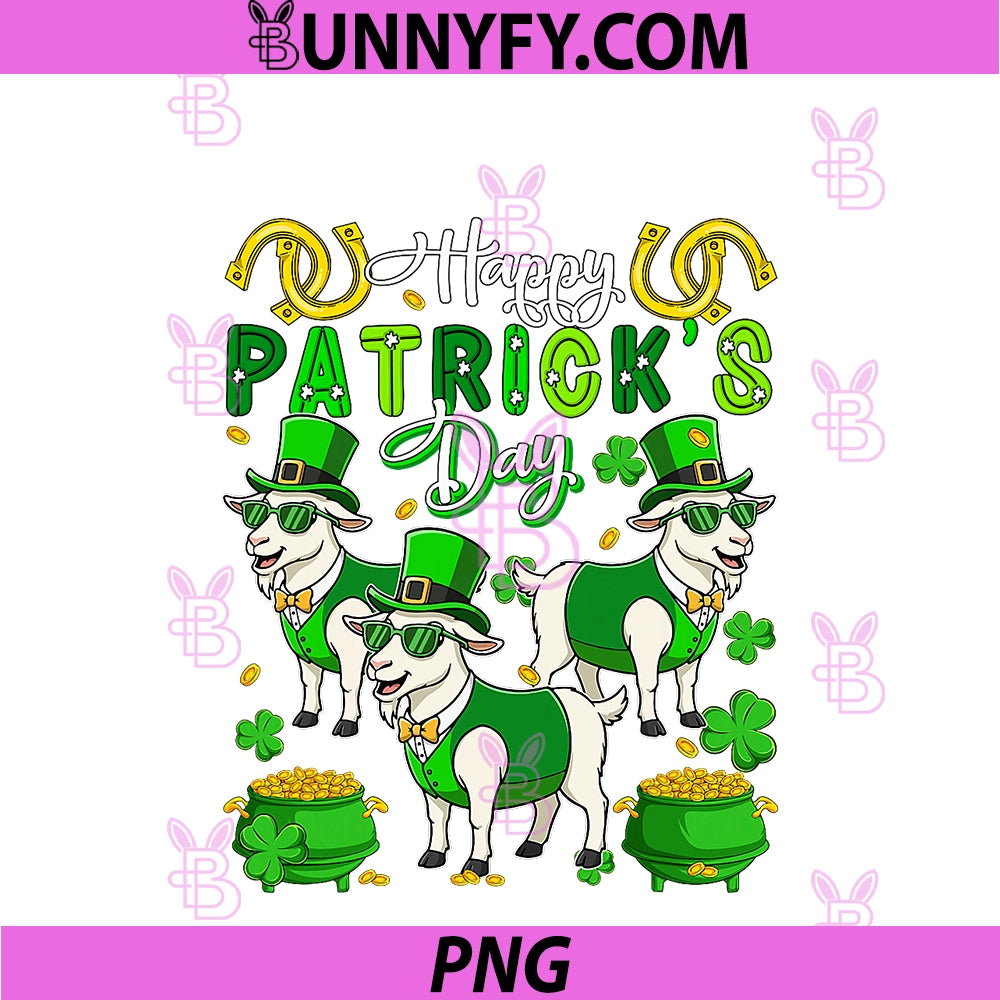 St. Patrick's Day PNG, Goats Shamrocks Coins Irish Farmer Kids PNG