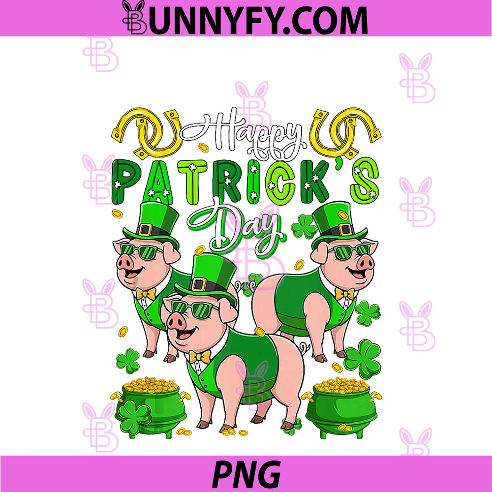 St. Patrick's Day PNG, Pigs Shamrocks Coins Irish Farmer PNG