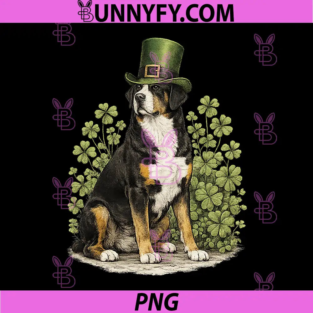 St. Patricks Day Greater PNG, Swiss Mountain Dog Lucky Swissy PNG