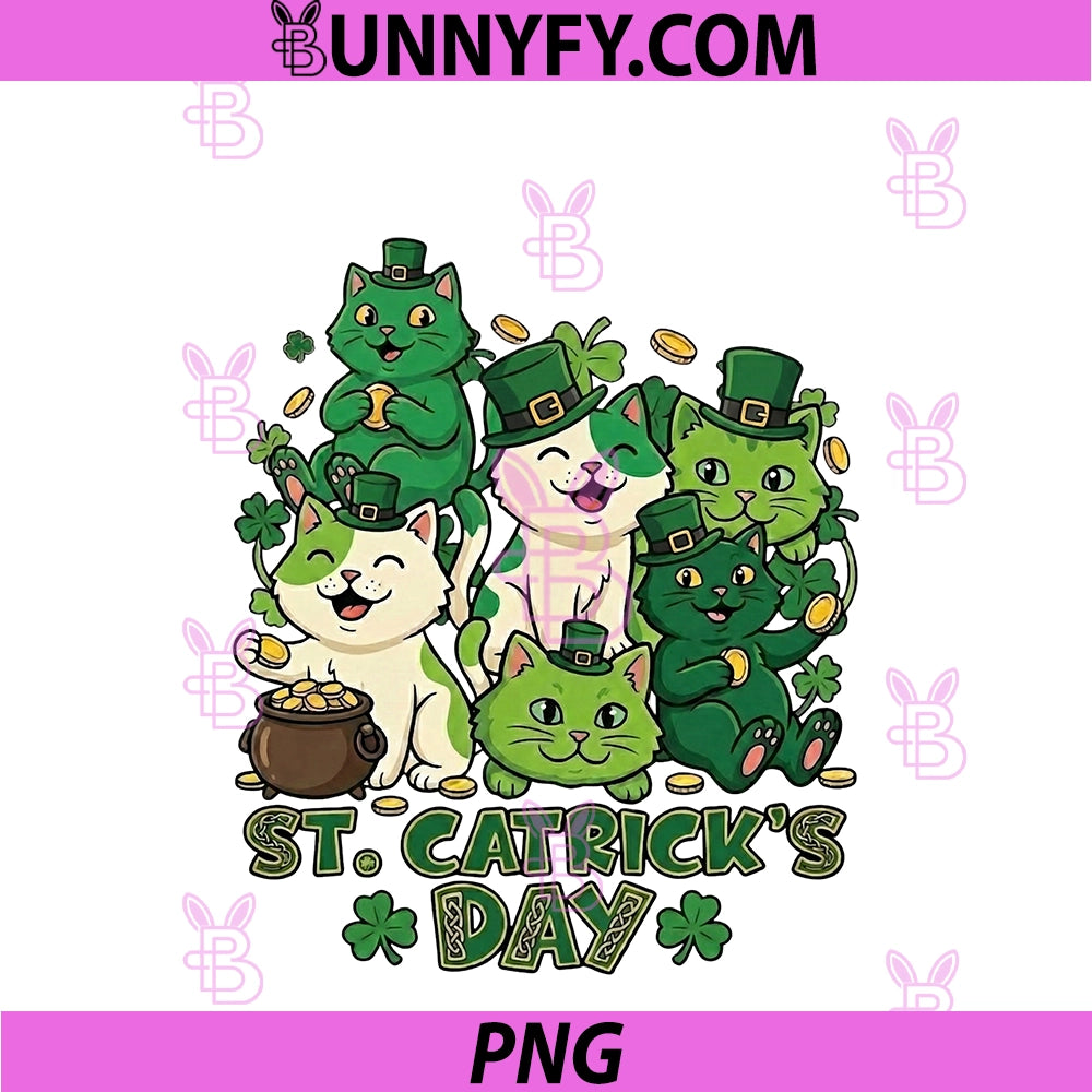 St Catricks Day PNG, Funny Cat Lover Leprechaun Kitten Graphic PNG
