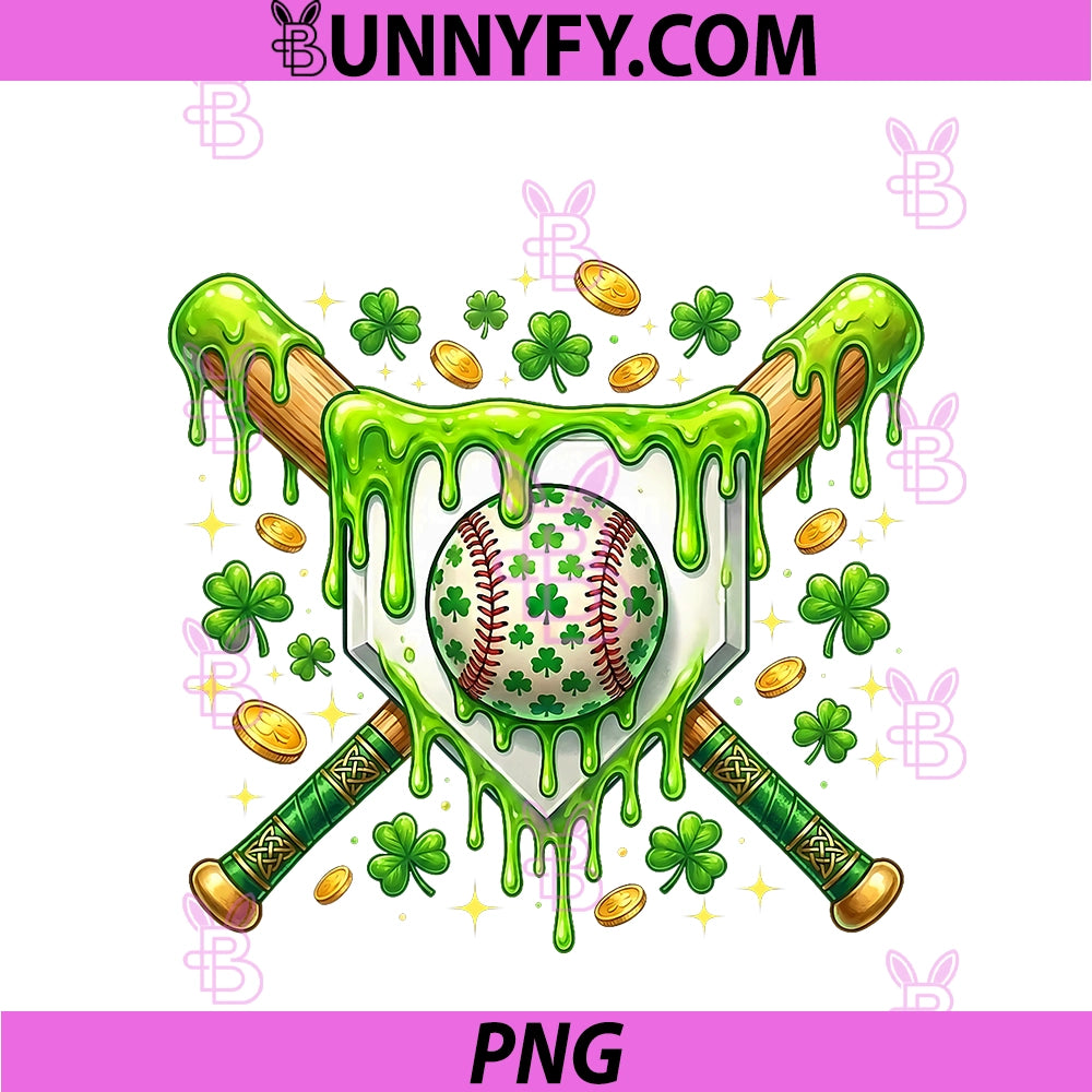 St Patrick Day Baseball Drip Ice Cream PNG, Baseball Home Plate PNG