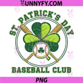 St Patrick’s Day Baseball Club PNG, Shamrock Vintage Sports PNG