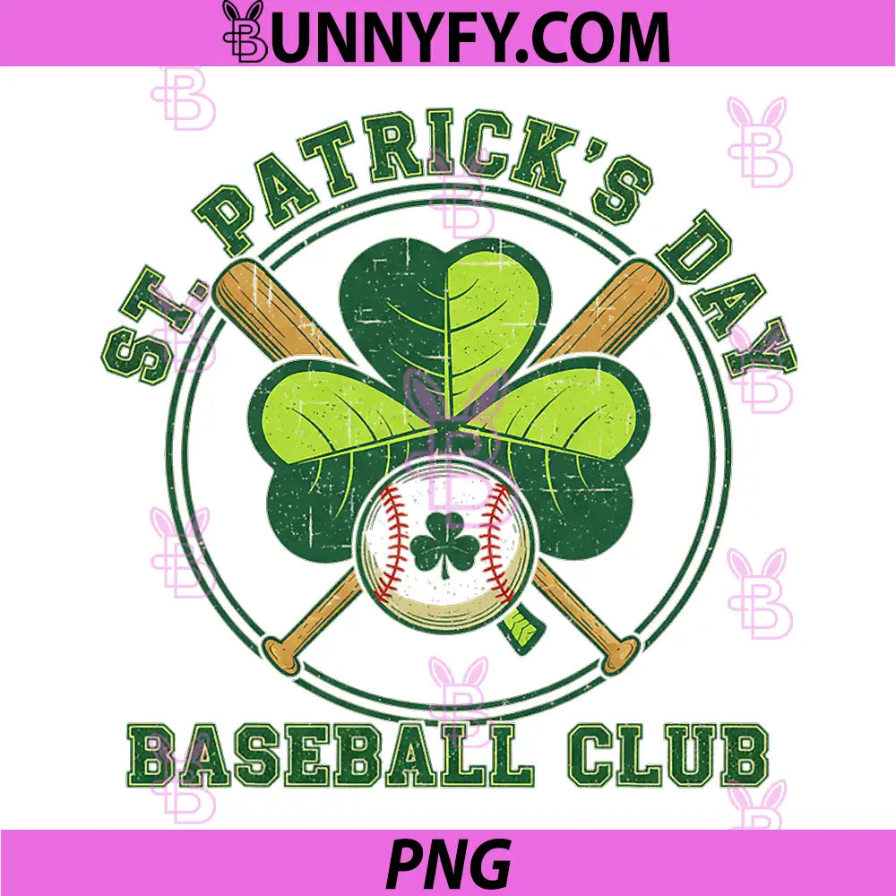 St Patrick’s Day Baseball Club PNG, Shamrock Vintage Sports PNG