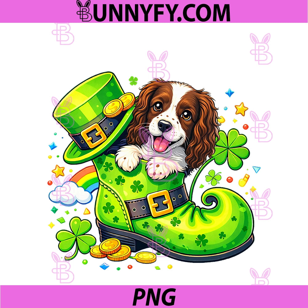 St Patrick’s Day English Springer Spaniel PNG, Leprechaun Shoe PNG
