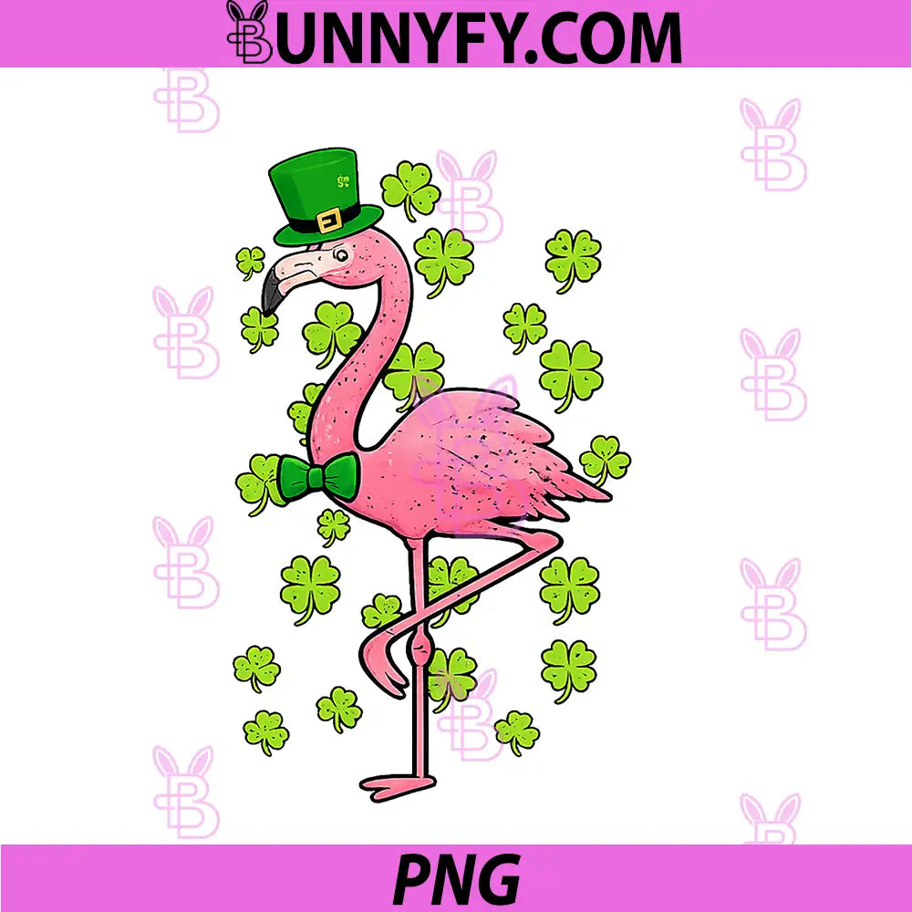 St Patrick's Day PNG, Flamingo Shamrock Irish Shenanigans PNG