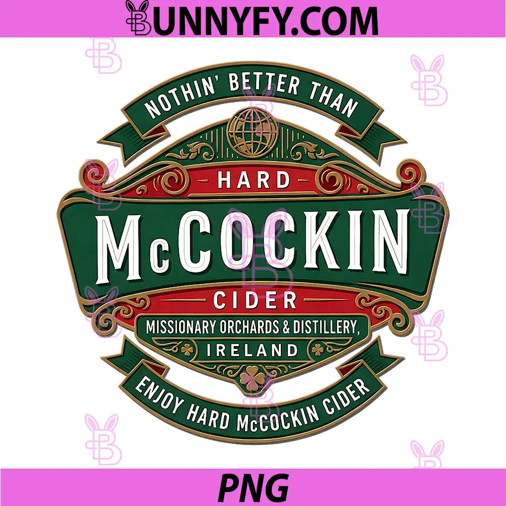 Hard McCockin Cider Vintage Label PNG, Funny Irish Cider Logo PNG