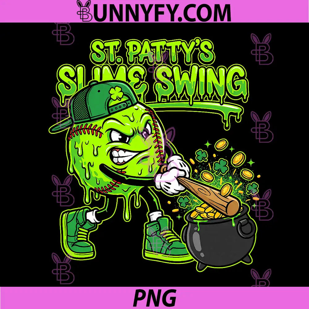 St Patricks Day Baseball PNG, Cool Drip Shamrock PNG