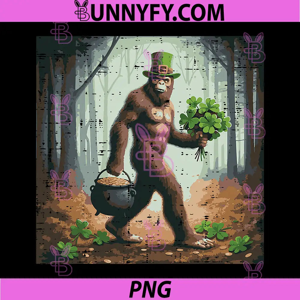 St Patricks Day PNG, Bigfoot Alien Selfie Funny Irish PNG