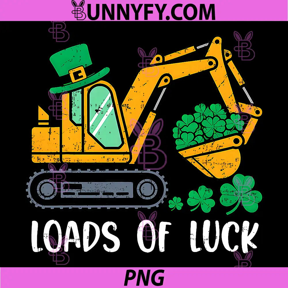 St Patricks Day Excavator PNG, Loads Of Luck PNG, Saint Paddys Truck PNG