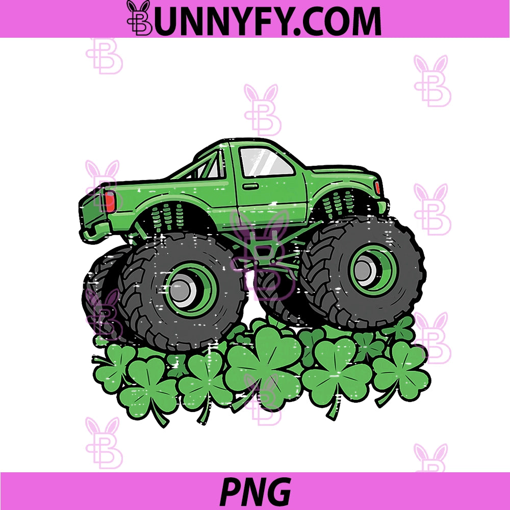 St Patricks Day Monster Truck PNG, Clovers Saint Pattys Boys PNG