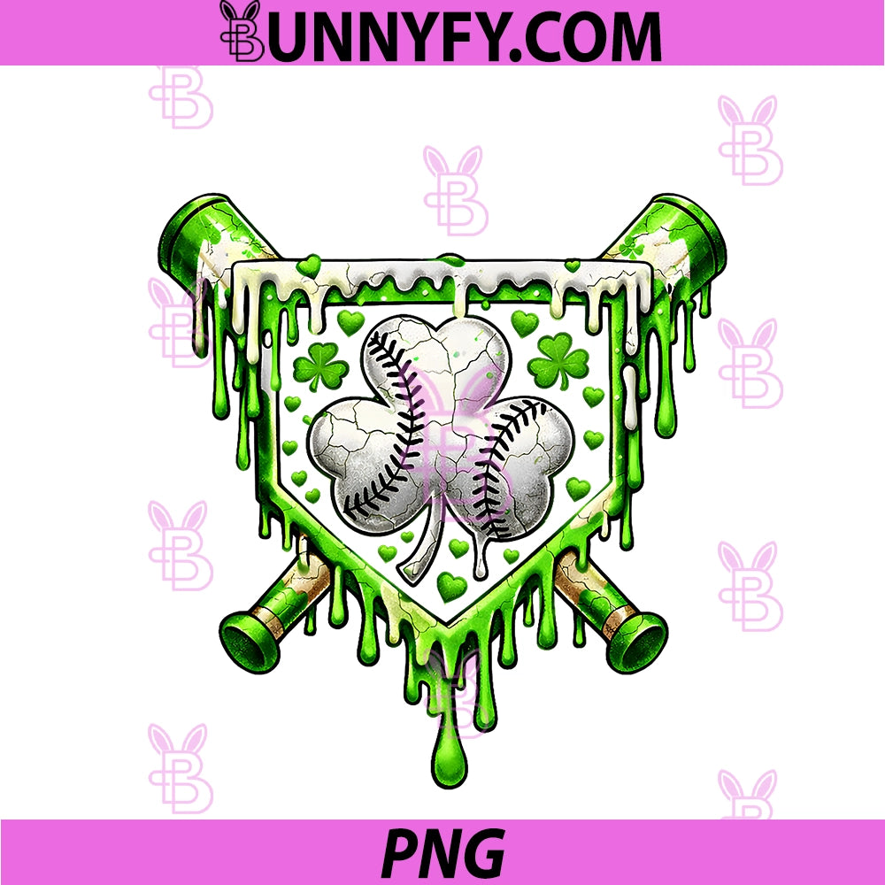St Patricks Day PNG, Baseball Ice Cream Drip PNG