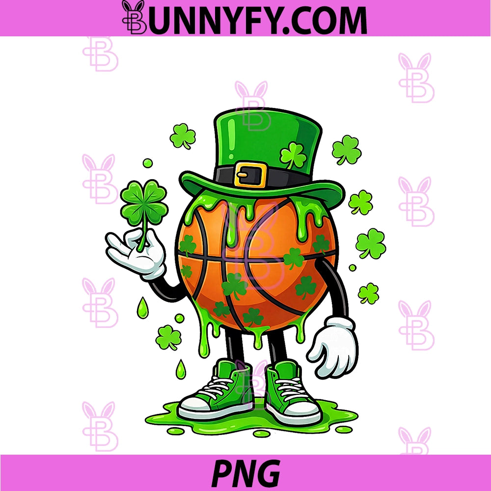 St Patricks Day PNG, Basketball Shamrock Drip Icecream PNG