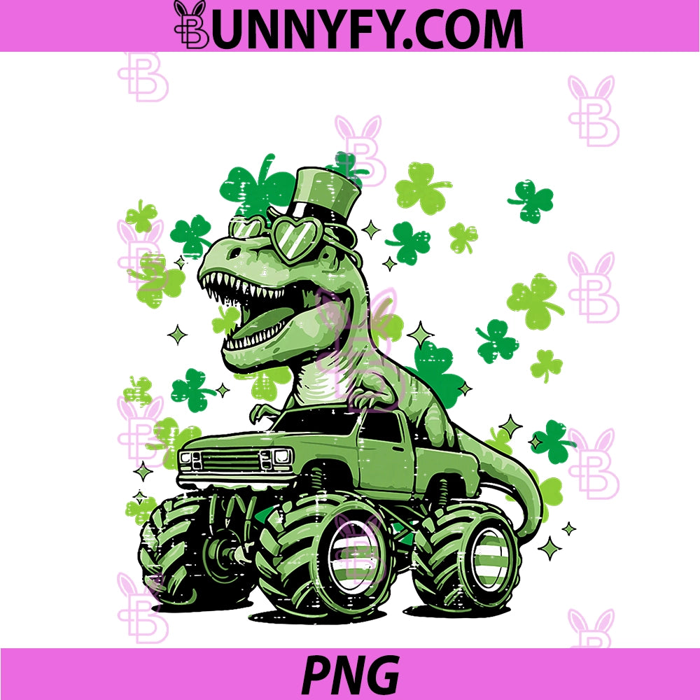 St Patricks Day PNG, Truck Dino Trex Irish PNG