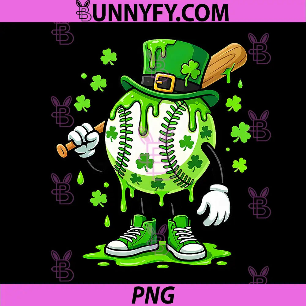St Patricks Day Shamrock PNG, Baseball Drip Icecream Irish PNG