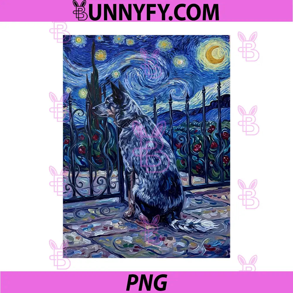 Starry Blue Heeler PNG, Fun Dog PNG