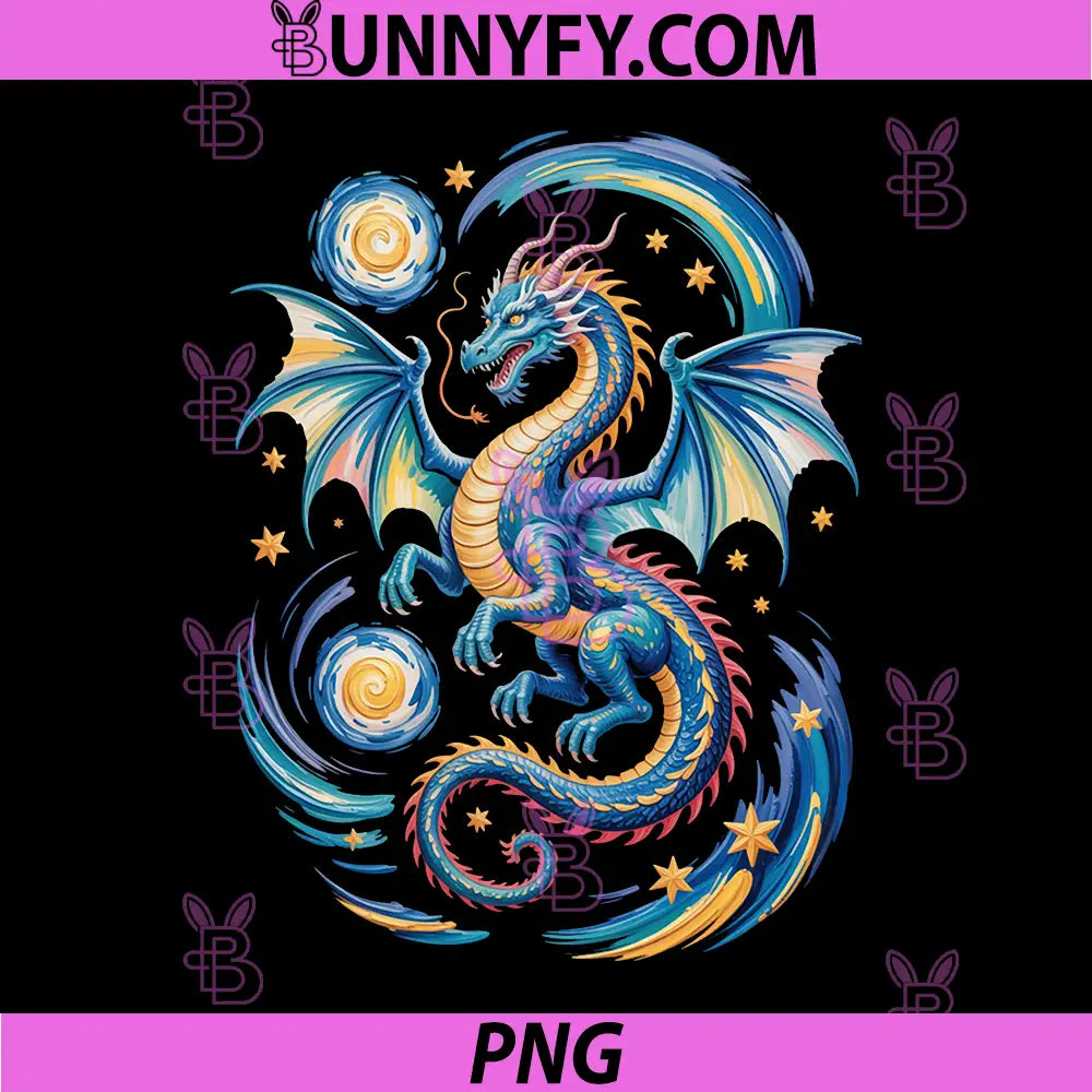Starry Night Dragon PNG, Lover Japanese Wave Retro Art Moon PNG