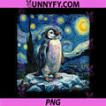 Starry Night Penguin Fine Art PNG, Van Gogh Art PNG