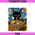 Starry Night Van Gogh PNG, Cat Ramen Noodles Japanese Anime PNG
