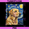 Starry Night Yellow Labrador PNG, Impressionist Art Van Gogh PNG