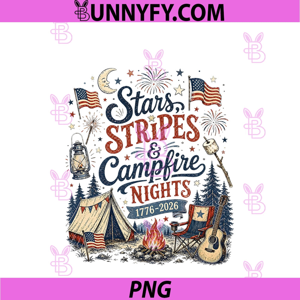 Stars Stripes And Campfires PNG, Patriotic Camping Day 1776 2026 PNG