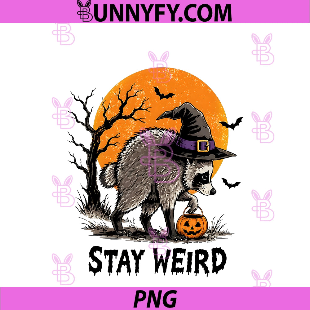 Stay Weird Jimothy Raccoon PNG, Halloween Raccoon Spooky Pumpkin PNG