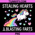 Stealing Hearts Blasting Farts PNG, Funny Toddler Unicorn Rainbow PNG