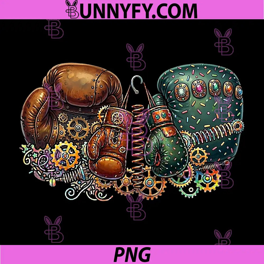 Steampunk Boxing PNG, Gloves Mechanical Gears Design PNG