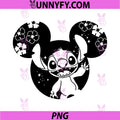 Stitch Mickey Head Floral PNG, Cute Stitch Black White Art PNG