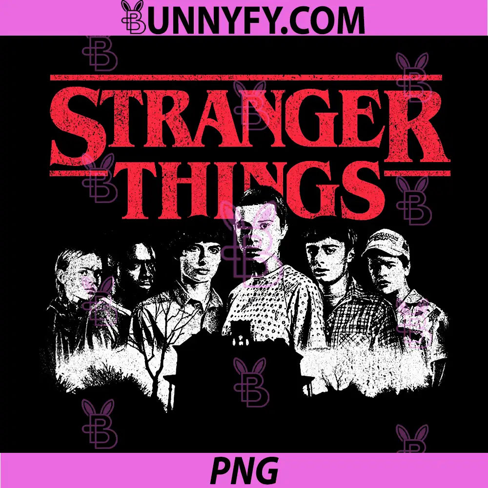 Stranger Things PNG, Eleven with Friends Portrait PNG 